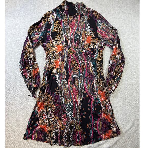 Free People Dresses & Skirts - Free People Women Large Black Long Sleeve Knee Length Artsy Goth Carnival Dress